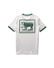 Back view of Men's Tecovas Ranch Supply Ringer Tee - Bone/Green on plain background