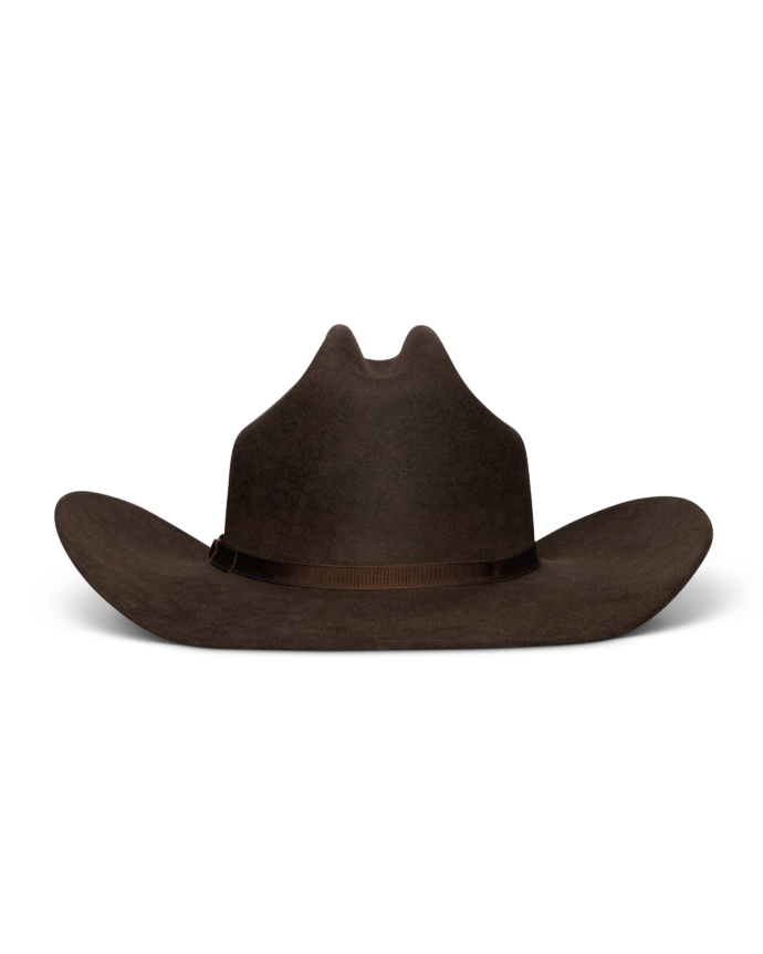 Back view of Cattleman Fur Cowboy Hat - Umber on plain background