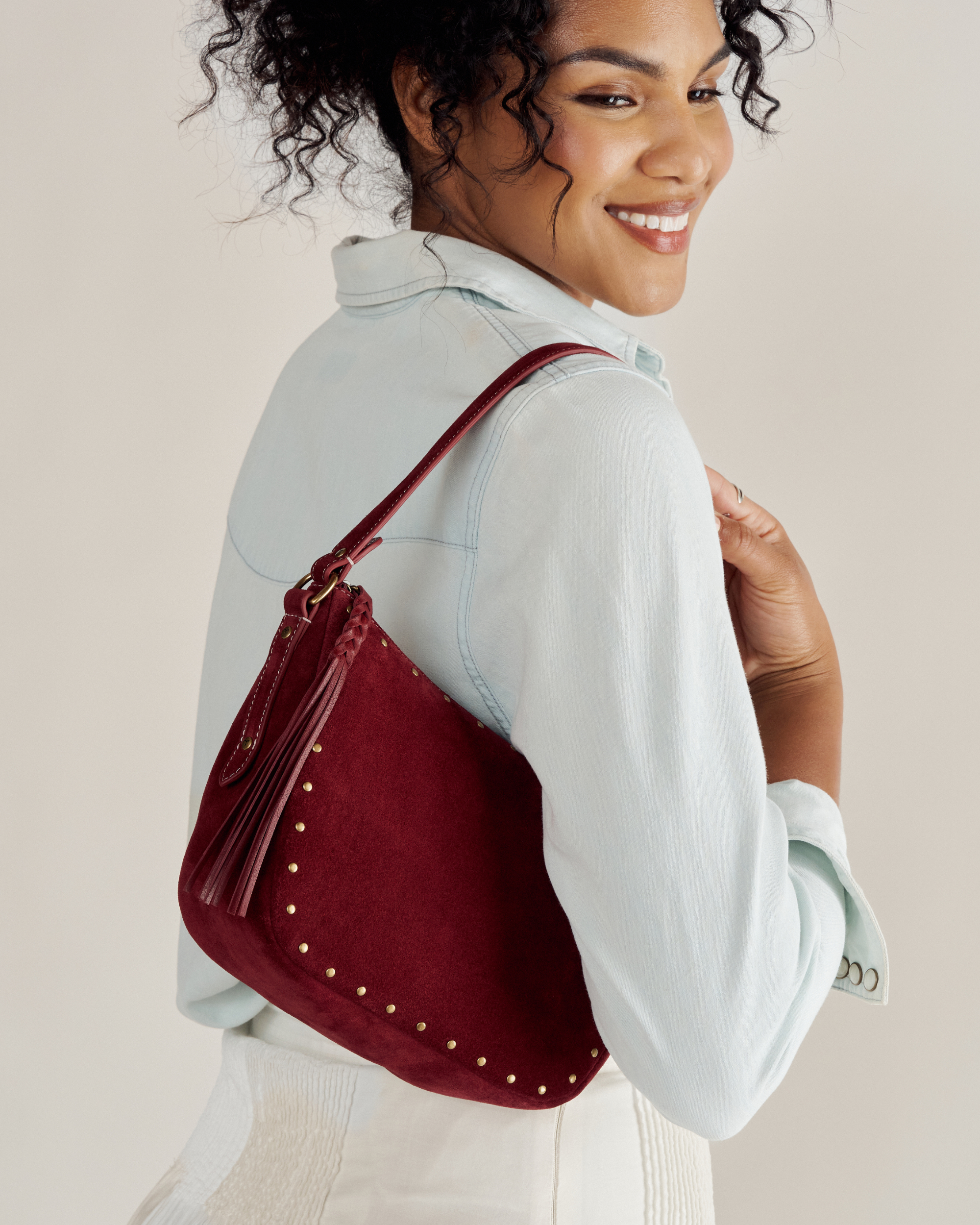 View of Slouchy Shoulder Bag - Cabernet