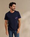 Closeup detail view of Men's Austin Lasso Tee - Navy/Bone