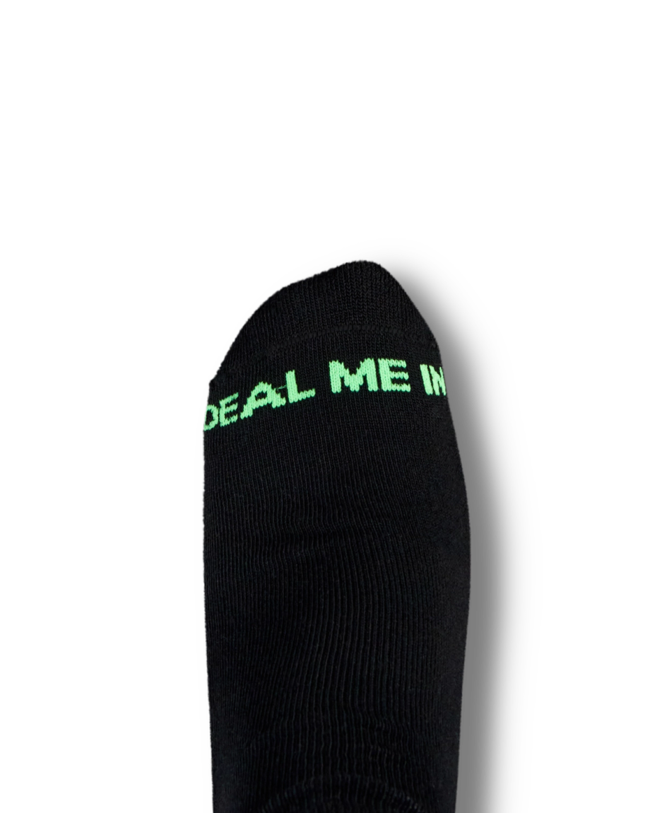 View of Deal Me In Mid Calf Sock - Black / Gamblers Green Black/Gamblers Green Polyester/Spandex