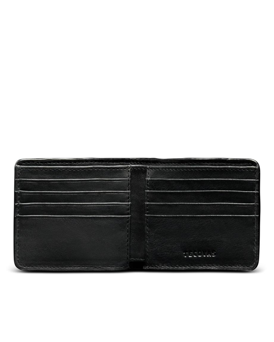 Inside view of Men's Stingray Billfold - Jet Black on plain background