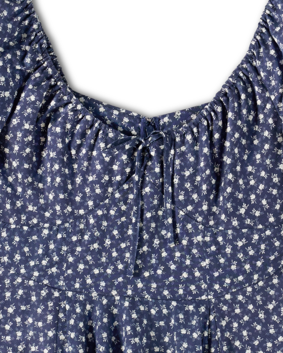 Closeup detail view of Women's L/S Mini Dress - Navy / Bone