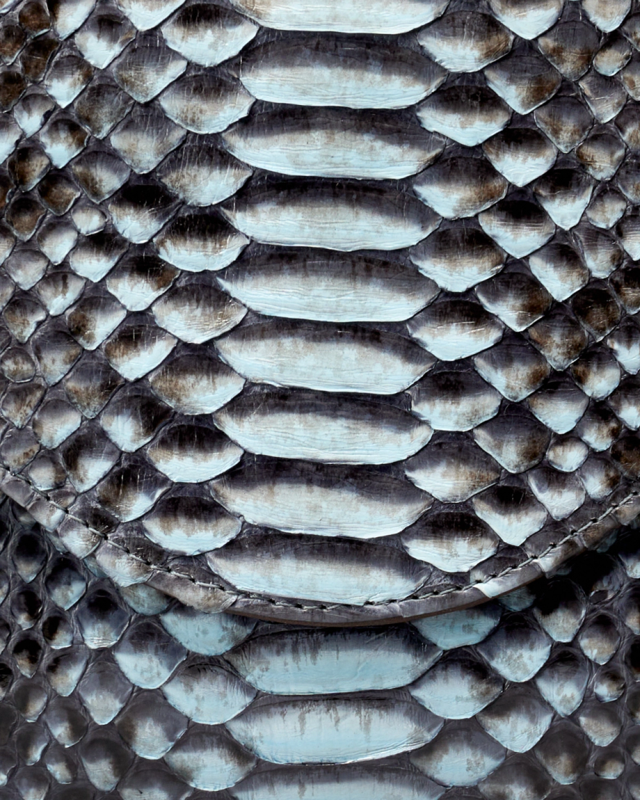 Closeup view of Python Shoulder Bag - Blue Multi