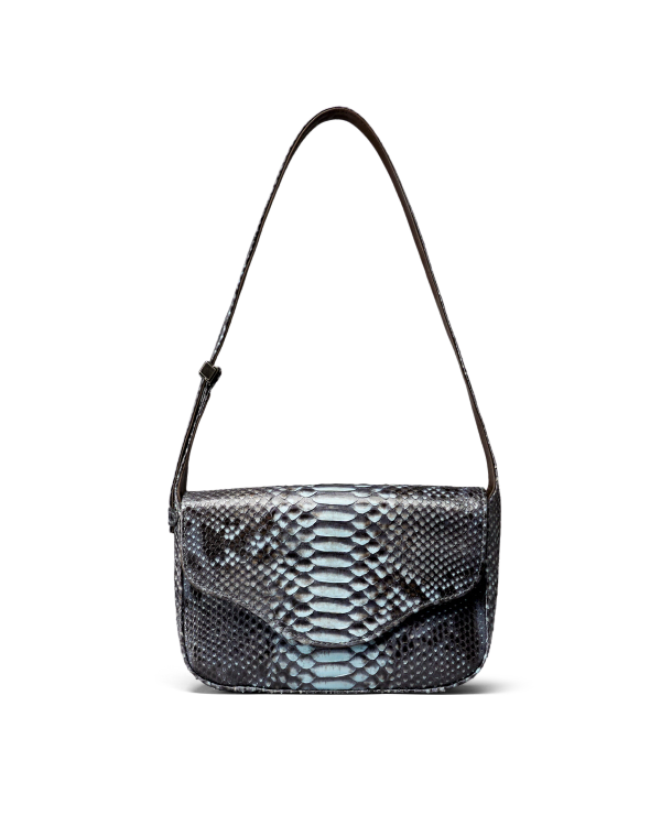 Front view of Python Shoulder Bag - Blue Multi on plain background