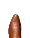 Toe view of The Sadie - Honey / Gold Cowhide on plain background