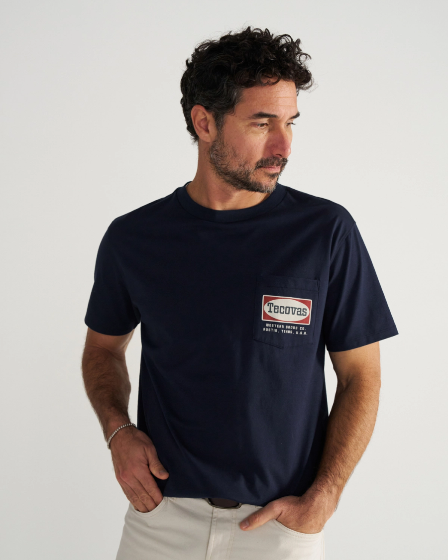 Men's Oval Tecovas Pocket Tee - Navy cotton | Tecovas