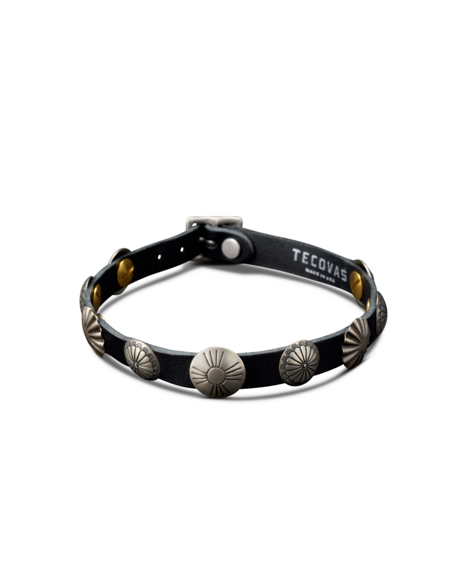 Front view of Boot Bracelet - Black / Silver on plain background