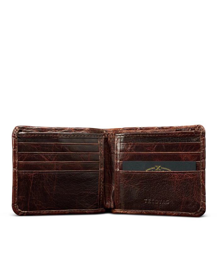 Inside view of Men's Birthday X Billfold - Dark Pecan on plain background
