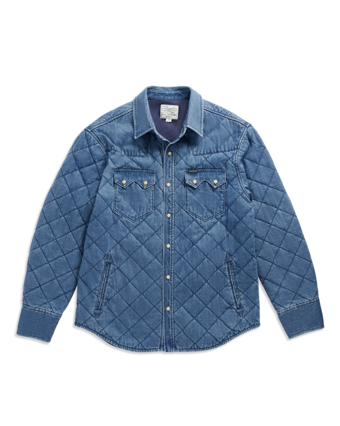 Front view of Men's Quilted Denim Shacket - Medium on plain background