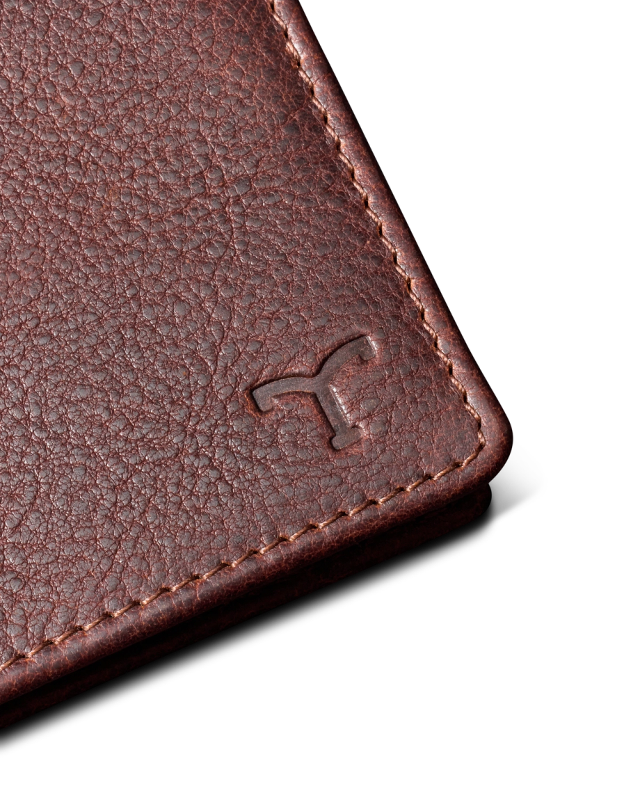 Closeup detail view of Men's Billfold Moneyclip - Cognac Cowhide