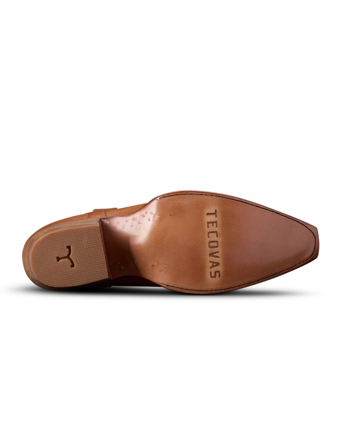 Sole view of The Sadie - Honey / Gold Cowhide on plain background