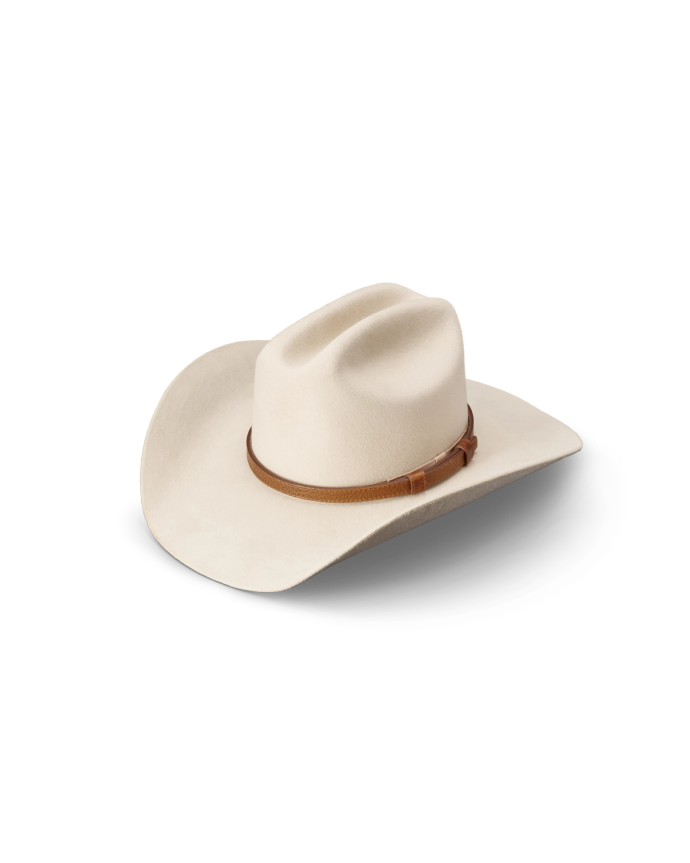 Quarterfront view of Hat Band - Tan on plain background