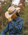 View of Mi Golondrina Hat Band - Blue/White