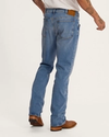 Back view of Men's Rugged Relaxed Jeans - Light on plain background