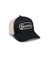 Quarterfront view of Tecovas Rope Trucker - Cream / Black on plain background