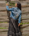 View of Tecovas x Mi Golondrina Denim Trucker Jacket - Medium