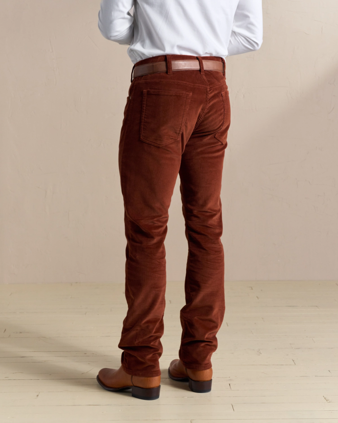 Back view of Men's Corduroy Standard Pants - Mahogany on model