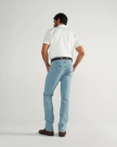 Back view of Men's Slim Stretch Denim - Light Stone Wash on model