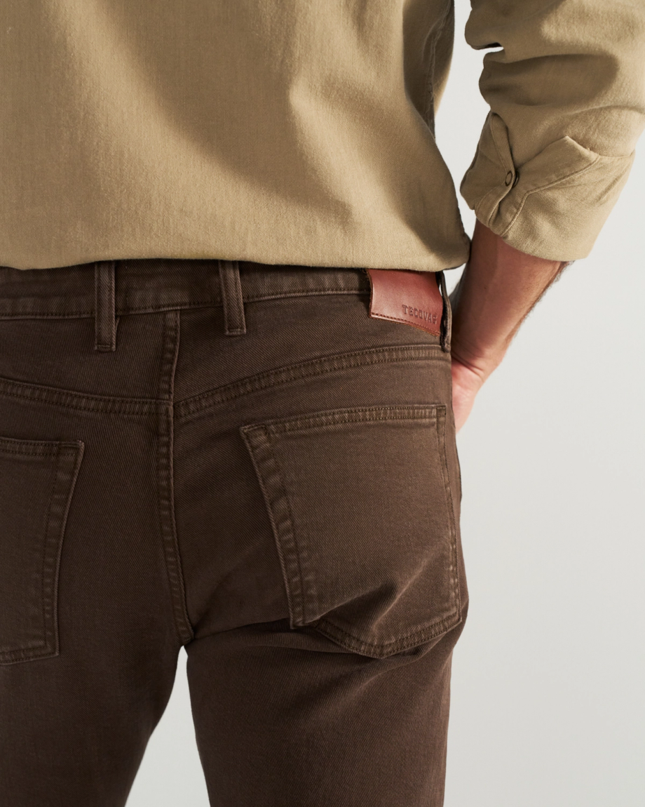 Closeup view of Men's Slim Straight Stretch Twill - Cafe