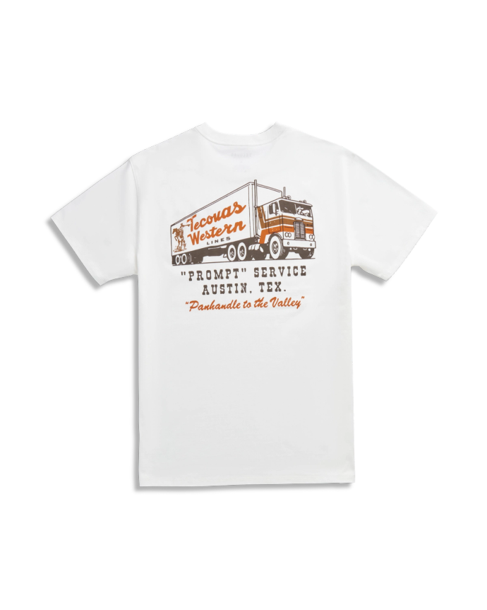 Back view of Men's Tecovas Western Lines Tee - Bone / Multi on plain background