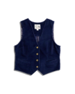 Front view of Women's Corduroy Vest - Navy on plain background