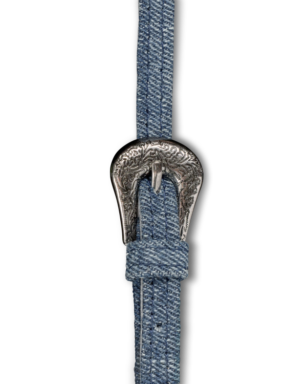 Closeup view of Denim Shoulder Bag - Medium Wash