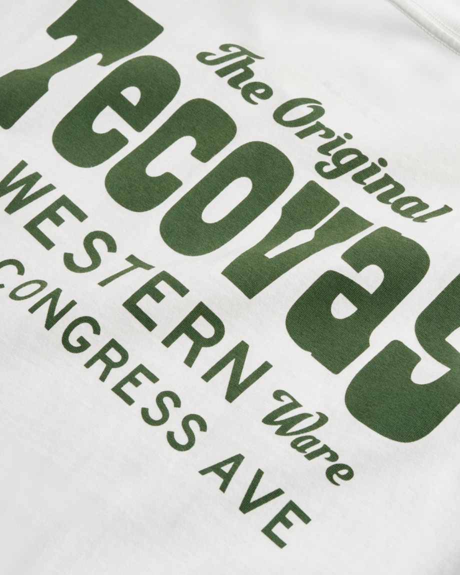 Closeup detail view of Men's Original Western Pocket Tee - Bone / Green