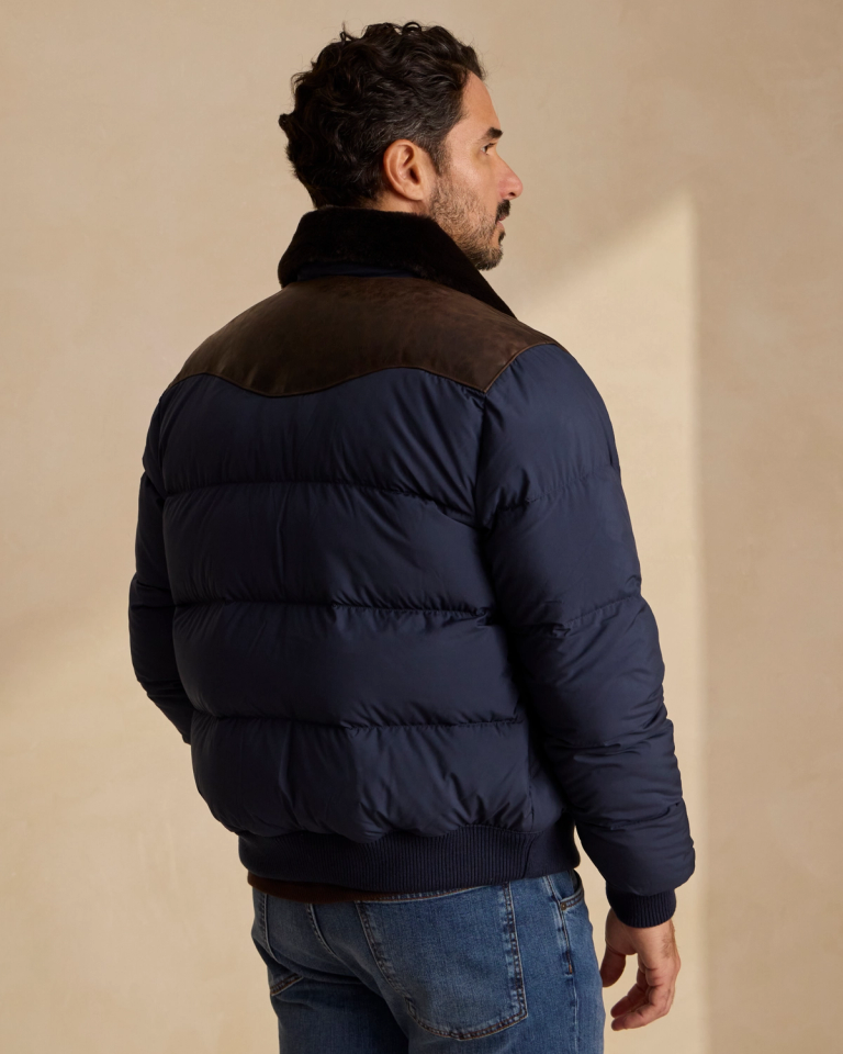 Men's Grey & Navy Sheepskin Coats