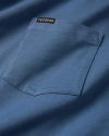 Closeup of the pocket of the standard issue pocket tee in blue fin