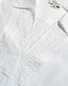 Closeup detail view of Women's L/S Embroidered Cotton Popover Top - White