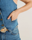 Closeup view of Women's Denim Vest - Medium Wash