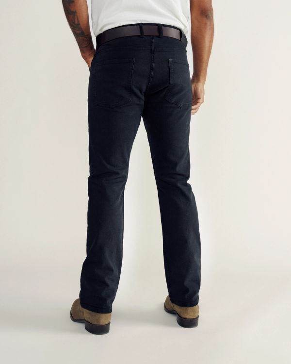 Back view of Men's Slim Straight Stretch Twill - Black on model