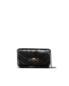 Front view of Eel Concho Clutch - Midnight on plain background
