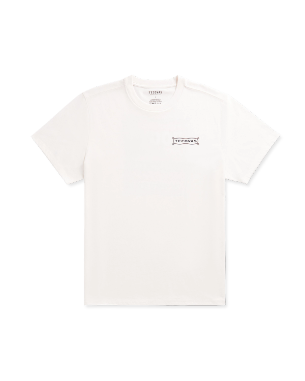 Front view of Men's Boot Expo T-Shirt - Bone on plain background