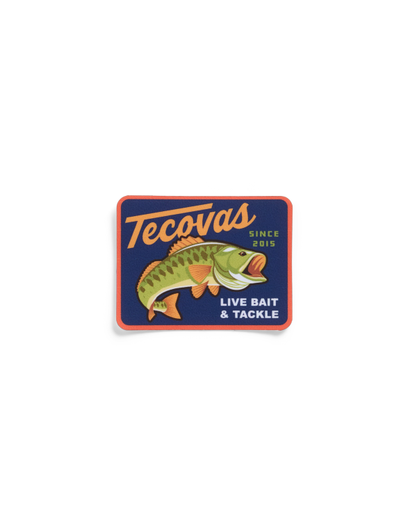Front view of Live Bait & Tackle Sticker - Multi on plain background