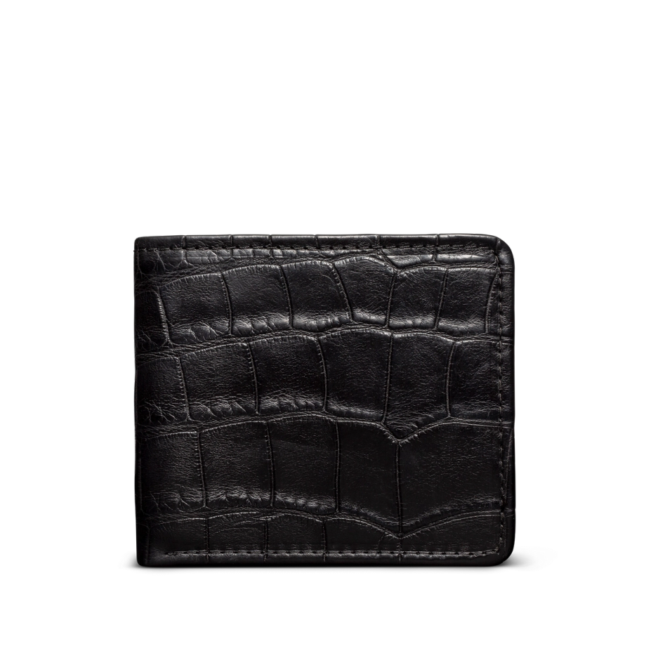 Front view of Alligator Billfold - Midnight on plain background