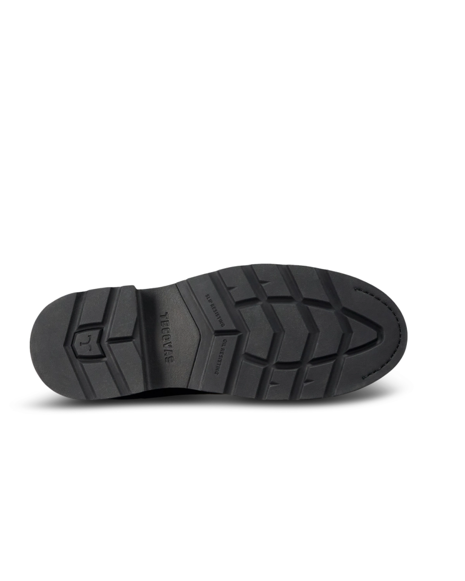 Toe view of Women's LongHaul Waterproof Chelsea Composite Toe Work Boot - Espresso Cowhide on plain background