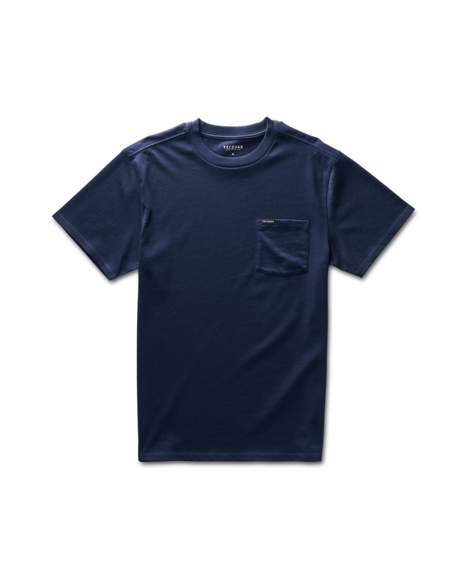 Closeup detail view of Standard Issue Pocket Tee - Navy