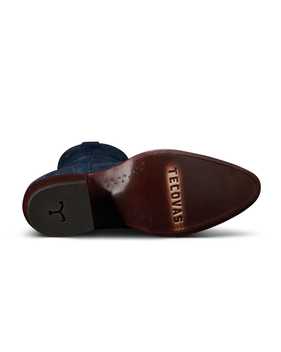 Sole view of The Abby Cavalier - Eclipse Suede on plain background