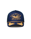 Front view of Eagle Western Brand 5 Panel High Pro Trucker - Navy on plain background