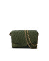 Front view of Ostrich Shoulder Bag - Forest Green on plain background