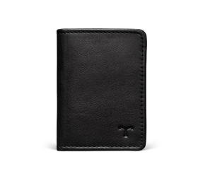 Front view of Calfskin Bifold Card Case - Midnight on plain background