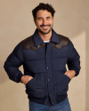 Front view of Men's Western Puffer Jacket - Navy on model