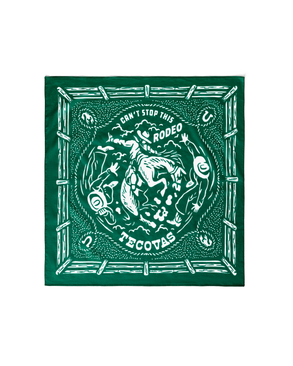 Front view of Gameday Bandana - Green on plain background