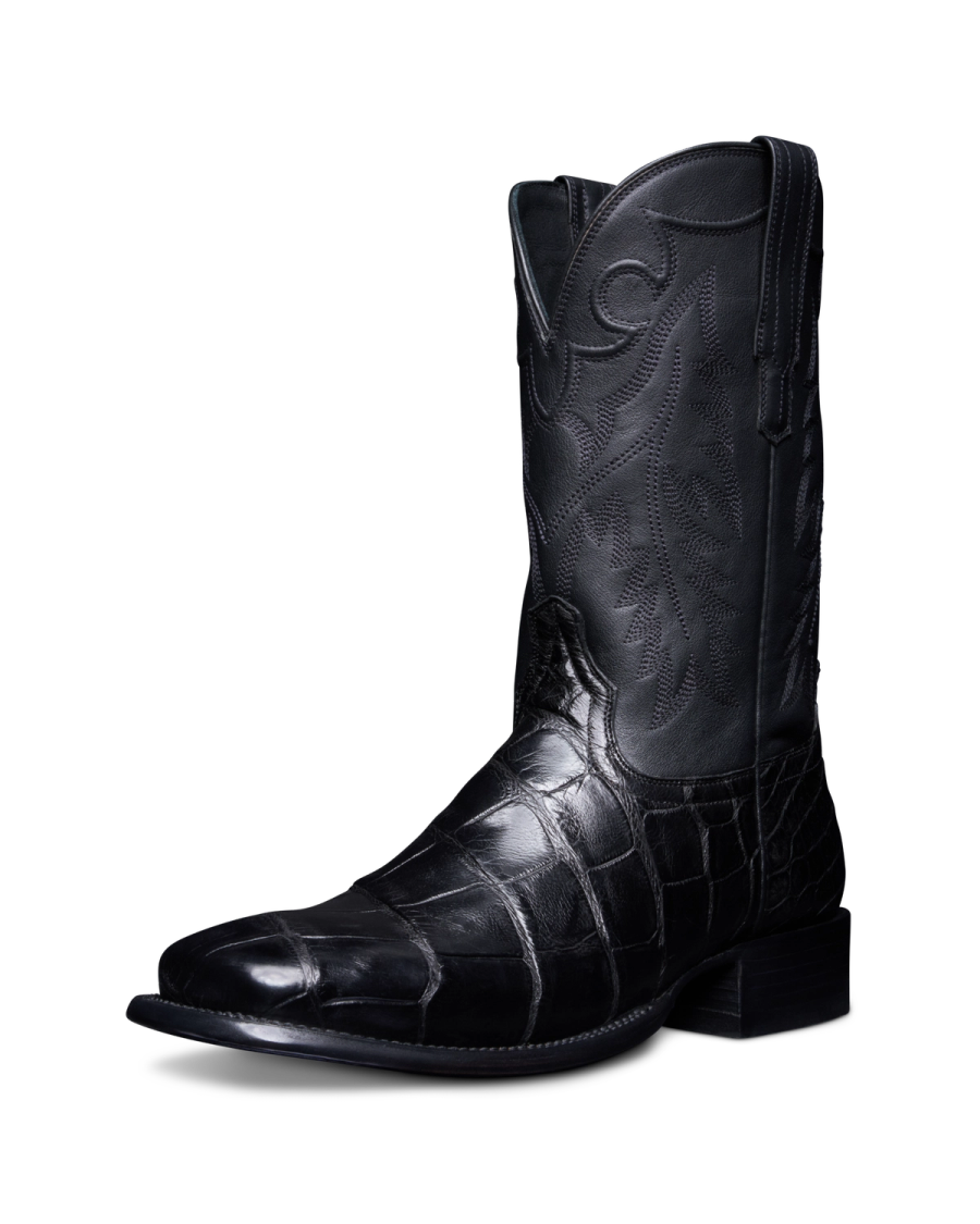 The Adams Cowboy Boot - Black giant gator | Tecovas