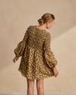 Back view of The Emma Dress by Kristopher Brock - Olive/Beige Floral Cotton Blend on plain background