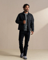 Full view of Buckaroo Waxed Canvas Trucker Jacket - Black on model