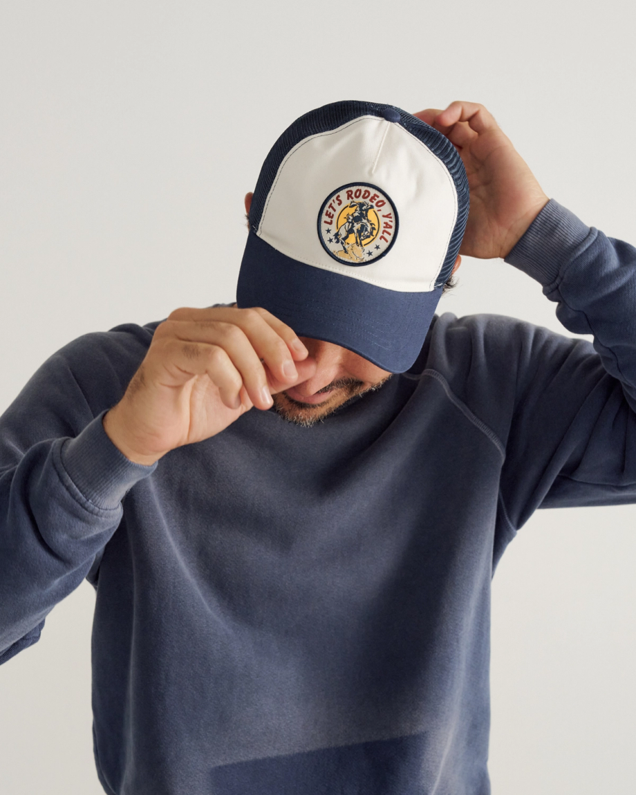 View of Let's Rodeo 5 Panel Low Pro Trucker - Navy / White