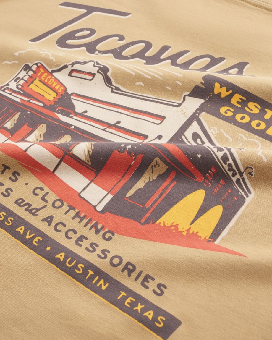 Closeup detail view of Men's Store Front Pocket T-Shirt - Khaki/Multi
